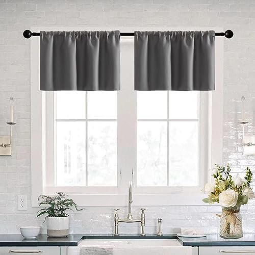 XTMYI Outdoor Valances for Paito Waterproof Light Blocking Blackout Thermal Insulated Valance Curtains,12 Inch Length,Dark Grey