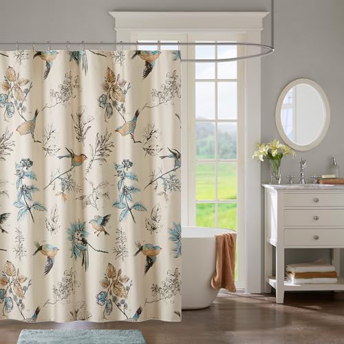 Madison Park JLA Home INC Quincy Printed Cotton Shower Curtain Khaki 72x72
