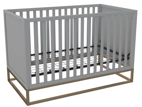 Dorel Home Furnishings LS Haven 3in1 Crib grey with Gold Base with Rail, 76x137x88cm (DxWxH)