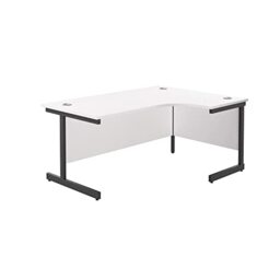 Office Hippo Heavy Duty Office Desk, Right Corner Desk, Strong & Reliable Workstation, Office Table With Integrated Cable Ports, PC Desk For Office or Home - White Top/Black Frame