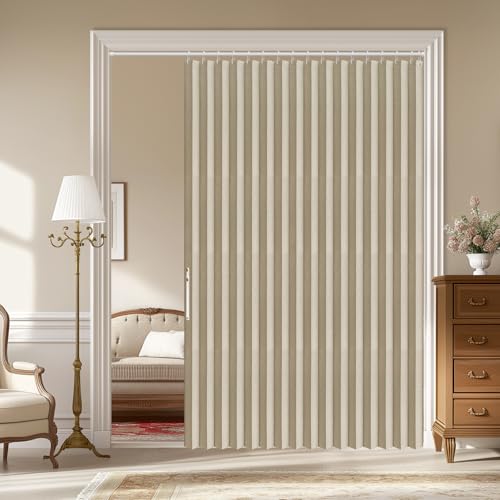 "AJAZZ Blackout Folding Door Accordion Door Closet Doors Curtain Invisible Applicable Bedroom Room Living Room Doorway???Cream Yellow 72"" W x 78"" L 1 Panel"