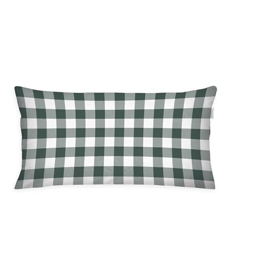 TOM TAILOR Flannel Cushion Cover, 40 x 80 cm, 100% Cotton/Flannel, with Reversible Motif and Coloured Branded Zip, Classic Check Green, Brown (Forest & Rusty Red)