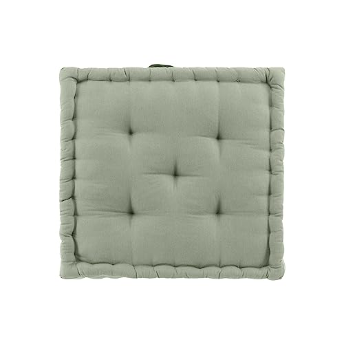 Douceur d'Intérieur, Floor Cushion (50 x 50 x 10 Cm) Twily Sage, Cotton/Recycled Polyester