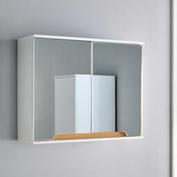 Home Source- Florence Wall Mounted Bathroom Cabinet – White, Soft Close Door, 3-Shelves with 1-Open Shelf, 60cm Tall Cupboard, Vanity Storage Unit 30x30x60cm