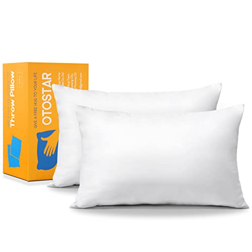 OTOSTAR Pack of 2 Throw Pillow Inserts, 16 x 24 Square Cushion Inner Soft Fluffy Plump Stuffer Cushion Pad White Decorative Pillow Insert