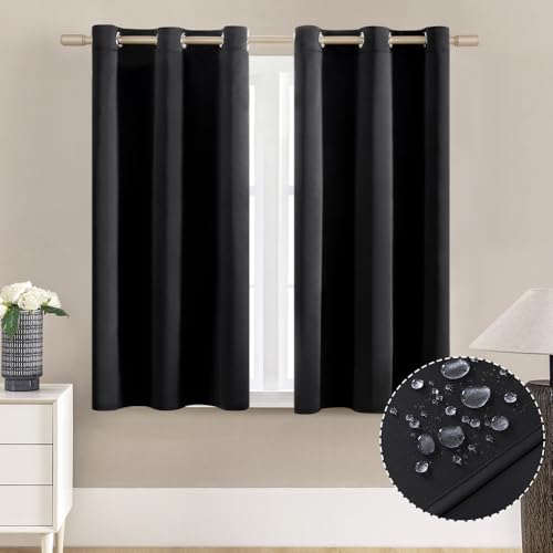 XTMYI Black Out Curtains 48 Inch Long 2 Panels for Bedroom/Kitchen/Bathroom,Heat Blocking Half Short Blackout Shades for Windows