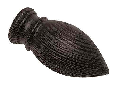 Gardinia Gardina Finial Cartridge 2 x End Pieces, Wood, Colonial Brushed, for Curtain Technique Diameter, Ø 25 mm