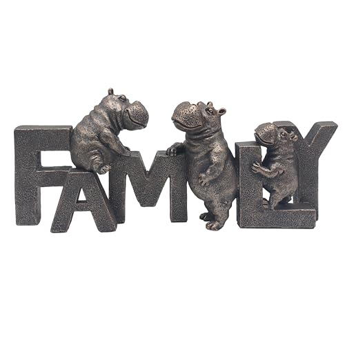 The Leonardo Collection Happy Hippo Family Home Decor Figurine - Family Scene, Heartwarming Design, Tabletop Display, Rustic Interior Accent, Collector Piece, Gift Choice