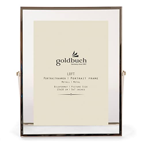 goldbuch Loft 96 0383 Metal Picture Frame with Stand, Portrait Frame for 1 Picture/Photo in 13 x 18 cm Format, Metal Picture Frame Approx. 19 x 23 x 1 cm, Frame Silver