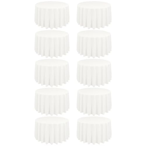 REWOMC 10 Pack Ivory Round Tablecloths - 120 Inch, Polyester Table Cover for Round Table, Stain and Wrinkle Resistant Washable Fabric Tablecloth, Polyester Tablecloth for Wedding Banquet Parties