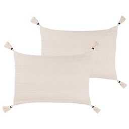 Yard Caliche Textured Tasselled Polyester Filled Cushion - Twin Pack
