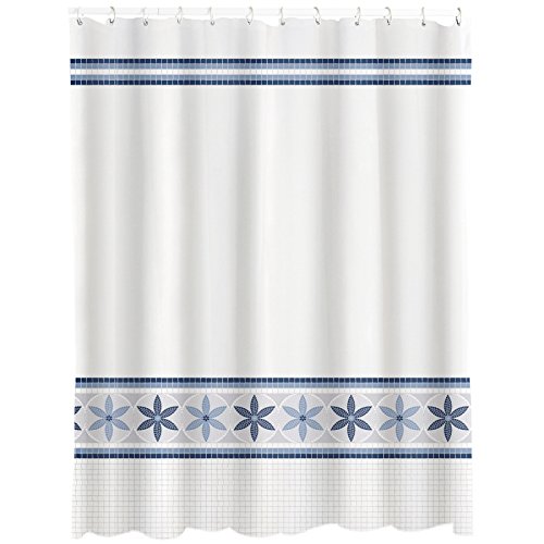 "MSV ""Olympe Polyester Shower Curtain, Blue/Multi-Colour, 180 x 200 cm"