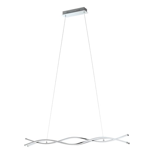 Eglo LED Pendant Lamp Lasana 2, 3-Light Pendant luminaire, Hanging lamp Made of Aluminium, Steel, Plastic, Colour: Chrome, White, Length: 100 cm