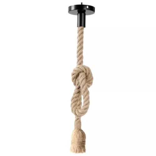 "LEDSone Ceiling Pendant Light Fitting, E27 Lamp Holder, 39.37"" (100cm) Hemp Rope, Single Head Light Bulb Holder with Ceiling Rose for Kitchen Island, Living Room, Bedroom, Dining Room"