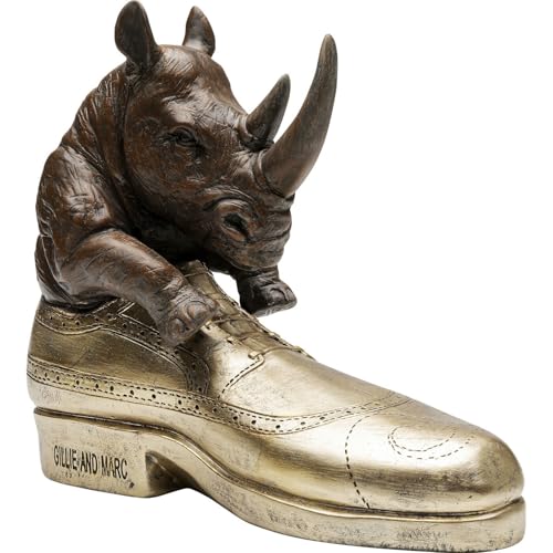 Kare Design Decorative Figurine Rhino Shoe Fetish, Gold/Black, Rhino, Hand-Painted, Unique, Animal Design, Decorative Object for Living Room, Shelves, Gift Idea, 24 x 28 x 10.5 cm (H x W x D)