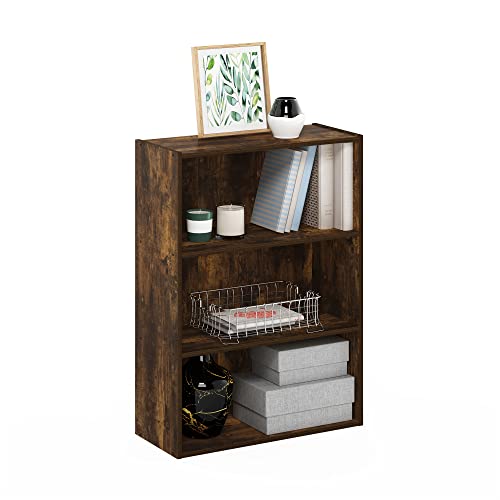Furinno PASIR 3-Tier Storage Shelves Bookcase, Book Shelf, Amber Pine