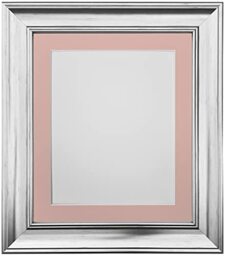 FRAMES BY POST Scandi Vintage Picture Photo Frame, Recycled Plastic, Silver with Pink Mount, 20 x 16 Inch Image Size 40 x 30 cm