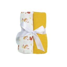 Trois Kilos Sept - Set of 2 Muslin Swaddles 100% Cotton - Easy Care - Multi-Use: Comforter, Change, Lightweight Blanket - 70 x 70 cm - Forest Pattern