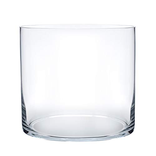 "Royal Imports Flower Glass Vase Decorative Centerpiece For Home Or Wedding - Cylinder Shape, 8"" Tall, 8"" Opening, Clear"
