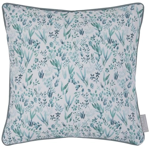 Voyage Maison Saana Feather Filled Cushion – Cotton Piped Trim Nautical Style Coastal Sea Life Print (Teal - 43x43cm)
