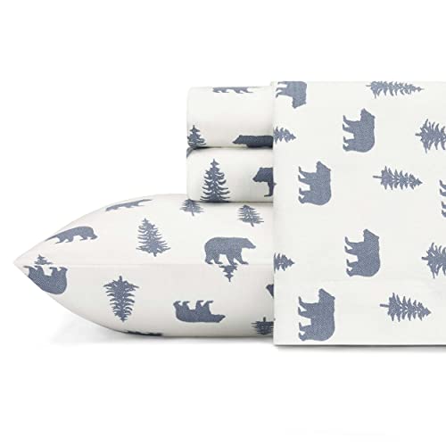 Eddie Bauer - Full Sheet Set, Warm Breathable Cotton Flannel Bedding with Deep Pockets, Brushed for Extra Softness, Cozy Home Decor, Oeko-Tex Certified (Bears & Trees, Full)