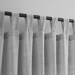 VOILYBIRD Grey Linen Semi Sheer Curtains Tab Top Light Filtering Elegant Curtains & Drapes for Living Room 52 x 84 Inch Length, Set of 2 Panels