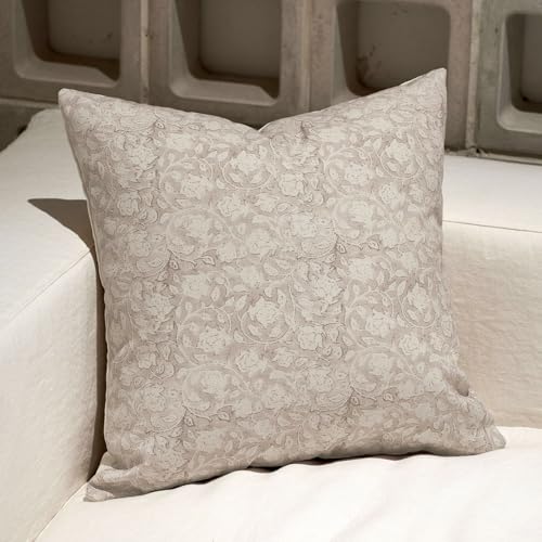 DOMVITUS Floral Pillow Covers, 24x24 Throw Pillows for Couch, Floral Print Pillow Cover, Decorative Neutral Accent Throw Pillow, 1PC, Neutral