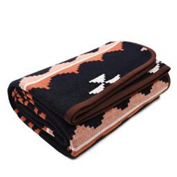 ACUSHLA Merino Wool Blend Blanket Soft Warm Thick Washable Bed Couch Outdoor Camping Travel Car Throw All Weather Morocco Navy Blue 63 x 51 Inch