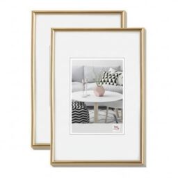 walther design Galeria Plastic Picture Frame, Gold, 13 x 18 cm, Pack of 2, KG318HD