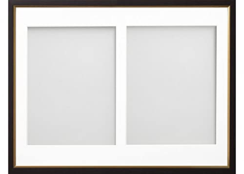 Frame Company Drayton Multi Aperture Photo Frame, Black with Gold Inset, 16x12 for 9x7 inch (x2)