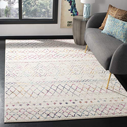 Safavieh Boho Rug for Living Room, Dining Room, Bedroom - Madison Collection, Short Pile, in Ivory and Fuchsia, 200 x 300 cm