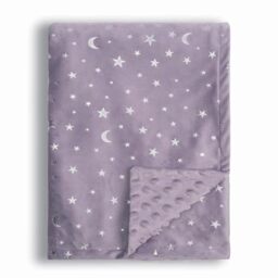 Donsonny Baby Blanket for Boys Girls Soft Minky with Double Layer Dotted Backing, Star and Moon Printed 30 x 40 Inch Receiving Blanket (Purple)