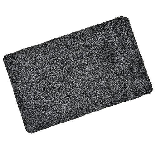 Micro-Pro Absorbent Barrier Floor Door Mat Non-Slip Rubber Backing Black White 70x45cm