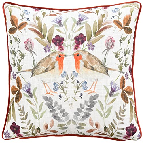furn. Evans Mirrored Robin Polyester Filled Cushion (Orange - 43x43cm)
