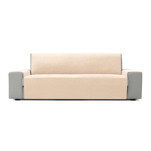 FAVERTI?? 2 Seater Sofa Cover 115 cm - PEGO Model - Natural - Extra Soft Chenille Touch Quality Sofa Protector Made in Spain with Recycled Material