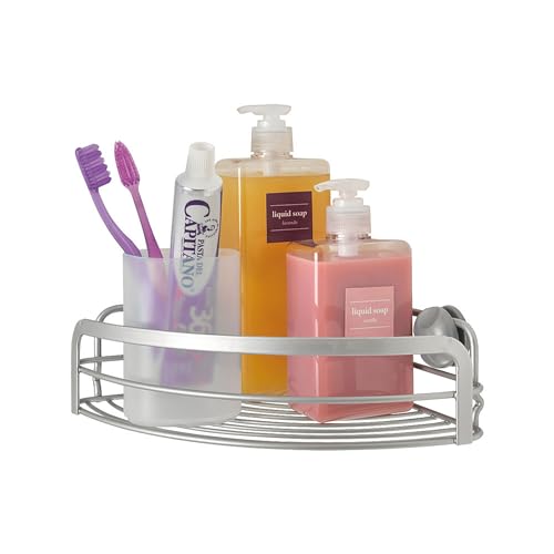 Metaltex Viva Bathroom Shower Corner Shelf with Adhesive Wall Fixings, Silver