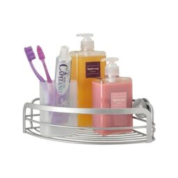 Metaltex Viva Bathroom Shower Corner Shelf with Adhesive Wall Fixings, Silver