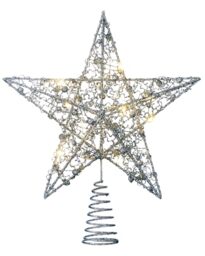 WeRChristmas Pre-lit Sprinky Christmas Tree Top Star LED Lights, Silver, 31cm