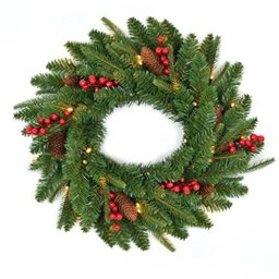 Gifts 4 All Occasions Limited SHATCHI 55cm Wreath Pre Lit with Various Tips Christmas Lightings Fireplace Home Wall Door Decorations Outdoor Indoor 11001, Green