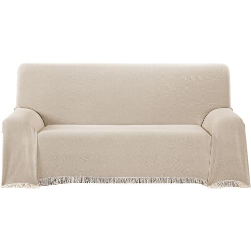 ECOMMERC3 - Multipurpose Bedspread Size 130 x 180 cm for Sofa or Bed ??? Multi-purpose Foulard Extra Soft Feel Beige