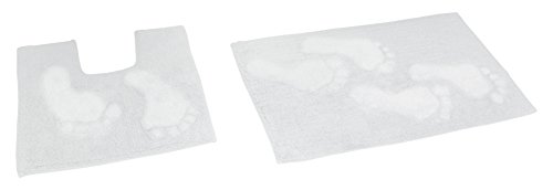 Rapport Home Feet Bath and Pedestal Mat Set, Cotton, White, 80 x 50 x 2 cm