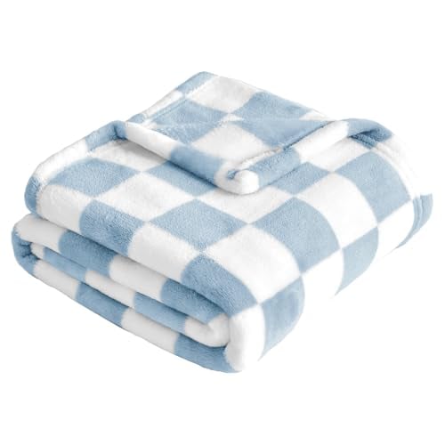 Yurhap Checkered Baby Blanket Fleece Baby Blankets for Boys, Ultra Soft Cozy Fluffy Infant Toddler Newborn Receiving Blankets for Crib Stroller, 30''x40'', Blue