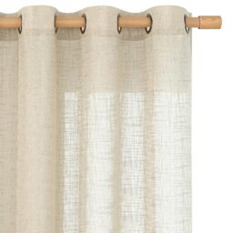 LAMIT Sheer Linen Curtains 90 inch for Living Room, Bronze Grommet Soft Thick Light Filtering Boho Window Textured Semi Sheer Drapes for Bedroom Farmhouse, 2 Panels Set, 52 x 90 Inch, Linen