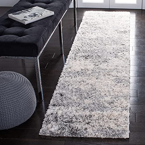 Safavieh Moroccan Shaggy Rug for Living Room Dining Room Bedroom - Berber Shag Collection, High Pile, Ivory, 76 x 183 cm