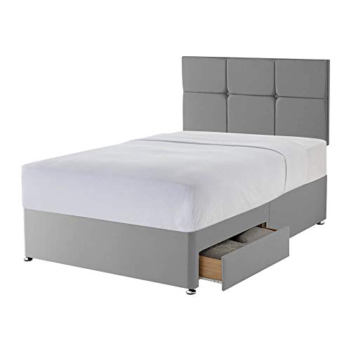 Silentnight 2 Drawer Storage Divan - Castello Headboard - Slate Grey - Single