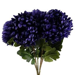 Leaf Design Artificial Flowers, 6 X 75cm Purple Chrysanthemum