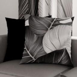 PETTI Artigiani Italiani - Pair of Pillow Cases 65 x 65 cm in Microfibre, Cushions for Bedroom Furniture, Sofa, Living Room, Set of 2 Cushion Covers, Tropical Black A Pillowcase, 100% Made in Italy