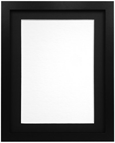 "FRAMES BY POST 25mm Black Photo Picture Poster Frame with Black Mount 21"" x 10"" For 3 Pics @ 7"" x 5"""