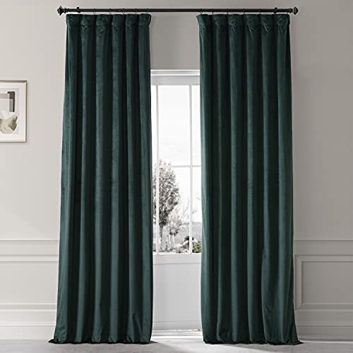 HPD Half Price Drapes Blackout Solid Thermal Insulated Window Curtain 50 X 96 Signature Plush Velvet Curtains for Bedroom & Living Room (1 Panel), VPYC-SBO179759-96, Spirit Green