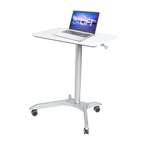 Seville Classics Airlift height adjustable mobile Sit-Stand Desk (68,8 bis 106,4 cm H), white